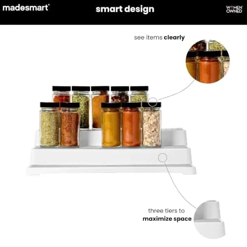 madesmart Three Tier Cabinet Shelf, White | Kitchen & Pantry Organizer with Non-slip & BPA-Free (14.75 x 9.75 x 3.50 in) thumbnail 6