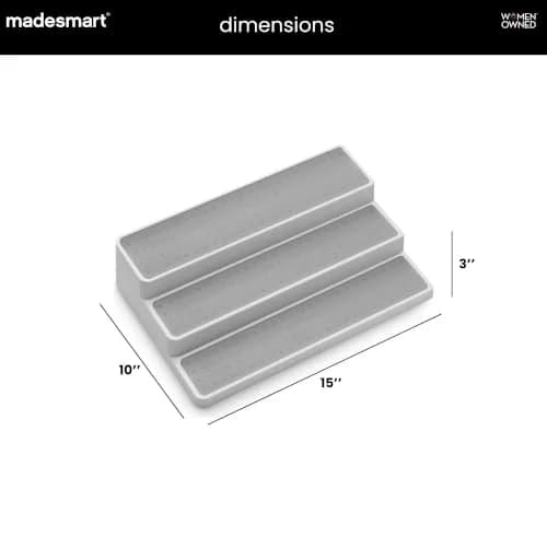 madesmart Three Tier Cabinet Shelf, White | Kitchen & Pantry Organizer with Non-slip & BPA-Free (14.75 x 9.75 x 3.50 in) thumbnail 7