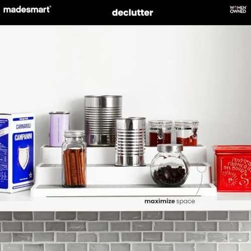 madesmart Three Tier Cabinet Shelf, White | Kitchen & Pantry Organizer with Non-slip & BPA-Free (14.75 x 9.75 x 3.50 in) thumbnail 3
