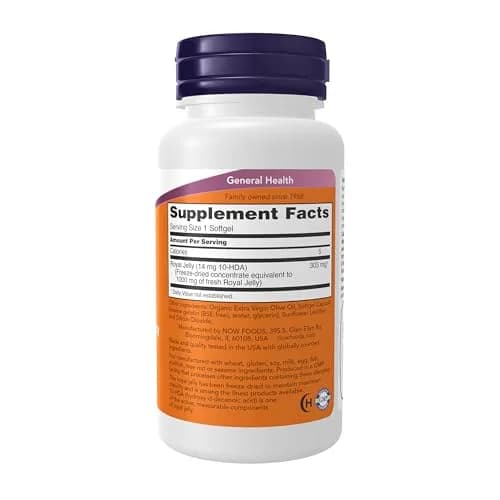 NOW Royal Jelly with 10-HDA 60 Softgels | Superfood for Energy & Wellness thumbnail 2