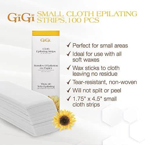 Gigi Cloth Epilating Wax Strips for Face & Bikini Line, 100 Count | Non-Woven Hair Removal Strips thumbnail 2