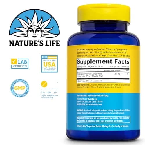 Nature's Life Apple Cider Vinegar Supplements 250 mg | Detox & Digestion Support thumbnail 2