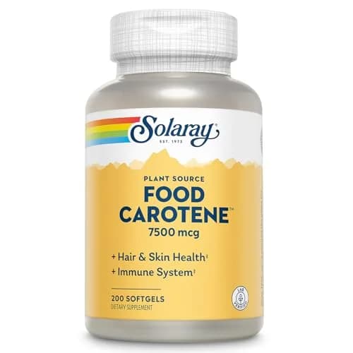 SOLARAY Food Carotene 7500mcg (25000 IU) | Vitamin A Supplement for Eyes & Skin, Plant Sourced, 200 Softgels thumbnail 1