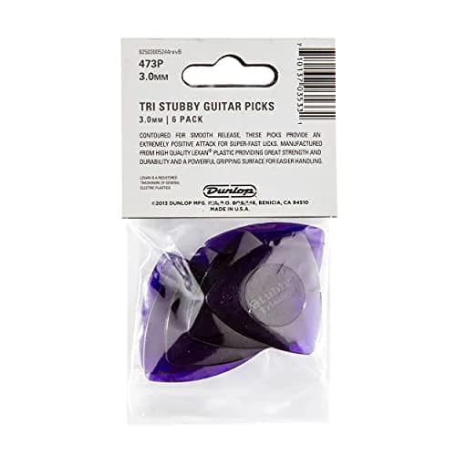 Jim Dunlop Tri Stubby 3.0mm Guitar Picks - 6 Pack | Bright, Contoured Lexan Picks for Powerful Attack thumbnail 5