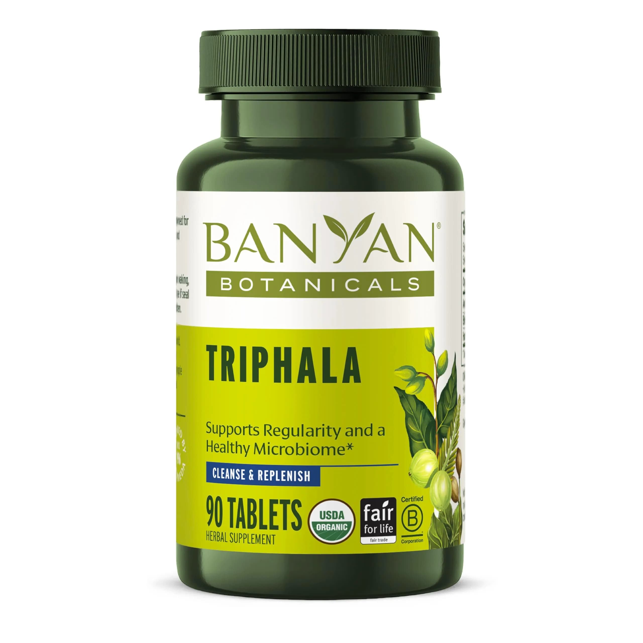 Banyan Botanicals Organic Triphala Tablets - Gentle Daily Digestion & Colon Support - 90 Tablets, Vegan, Non-GMO | Detox & Gut Microbiome Support