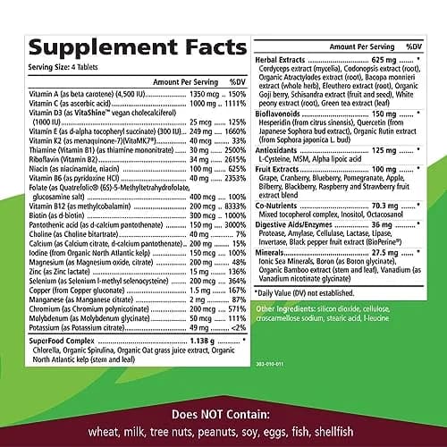PURE ESSENCE LABS LifeEssence Multivitamin for Women and Men - 240 Tablets | Supports Cellular Energy & Immunity thumbnail 5