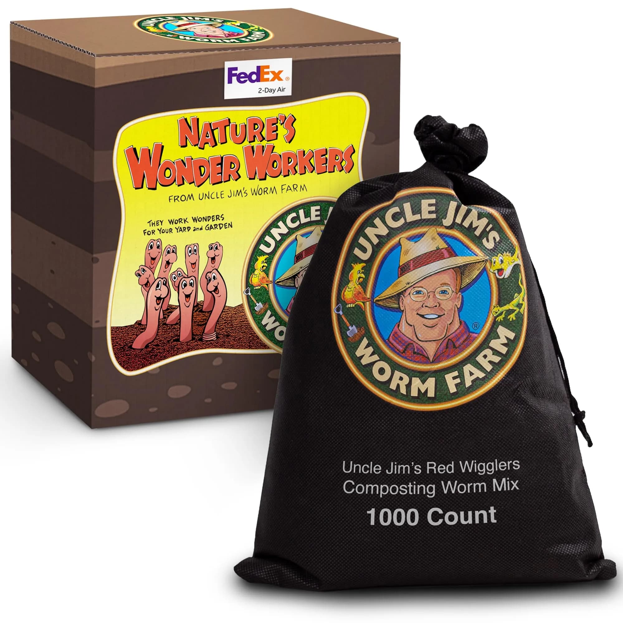 Uncle Jim's Worm Farm 1000 Count Red Wiggler Composting Worms for Garden & Fishing | Organic Soil Enhancer - main product image