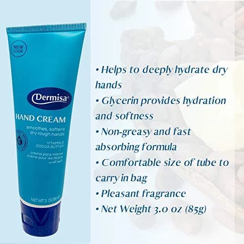 Dermisa Hand Cream with Cocoa Butter, Vitamin E & Collagen | Fast-Absorbing Moisturizer for Dry, Rough Hands - 3 Oz thumbnail 4