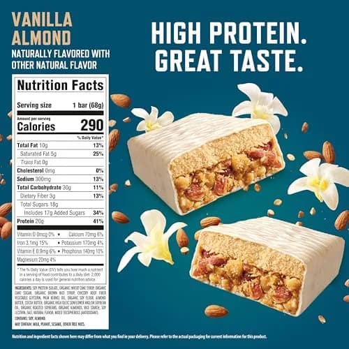 CLIF BUILDERS Protein Bars Vanilla Almond 2.4 oz (68 g) | 20g Plant-Based Protein for Post-Workout Recovery thumbnail 2