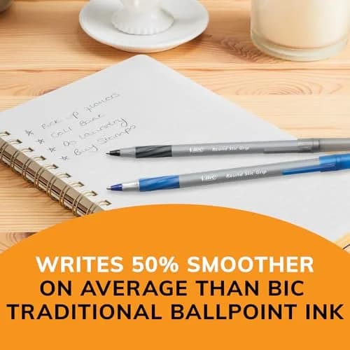 BIC Round Stic Grip Xtra Comfort Ballpoint Pen, Purple Ink, 12-Count | Smooth Ink Flow for Daily Writing thumbnail 6