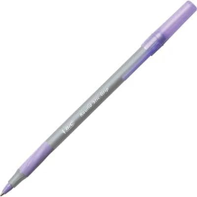 BIC Round Stic Grip Xtra Comfort Ballpoint Pen, Purple Ink, 12-Count | Smooth Ink Flow for Daily Writing thumbnail 4