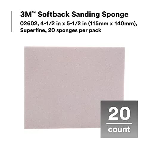 3M Softback Sanding Sponge 02602 4 1/2 x 5 1/2 in | Superfine Grit, Fast Cutting, Waterproof for Precision Hand Sanding thumbnail 3