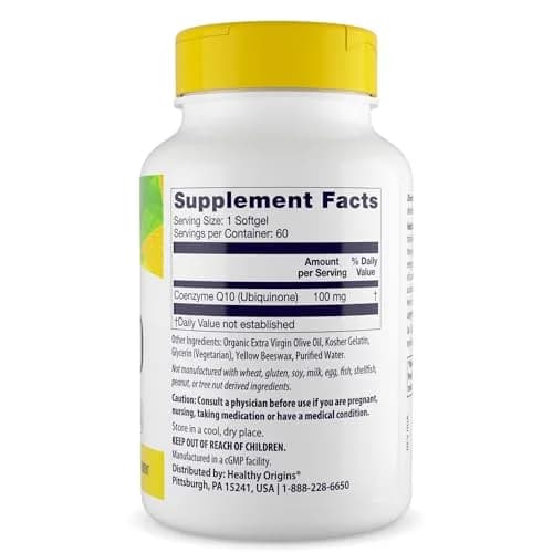 Healthy Origins CoQ10 100 mg Softgels 60 Count | Cellular Energy Production Support thumbnail 2