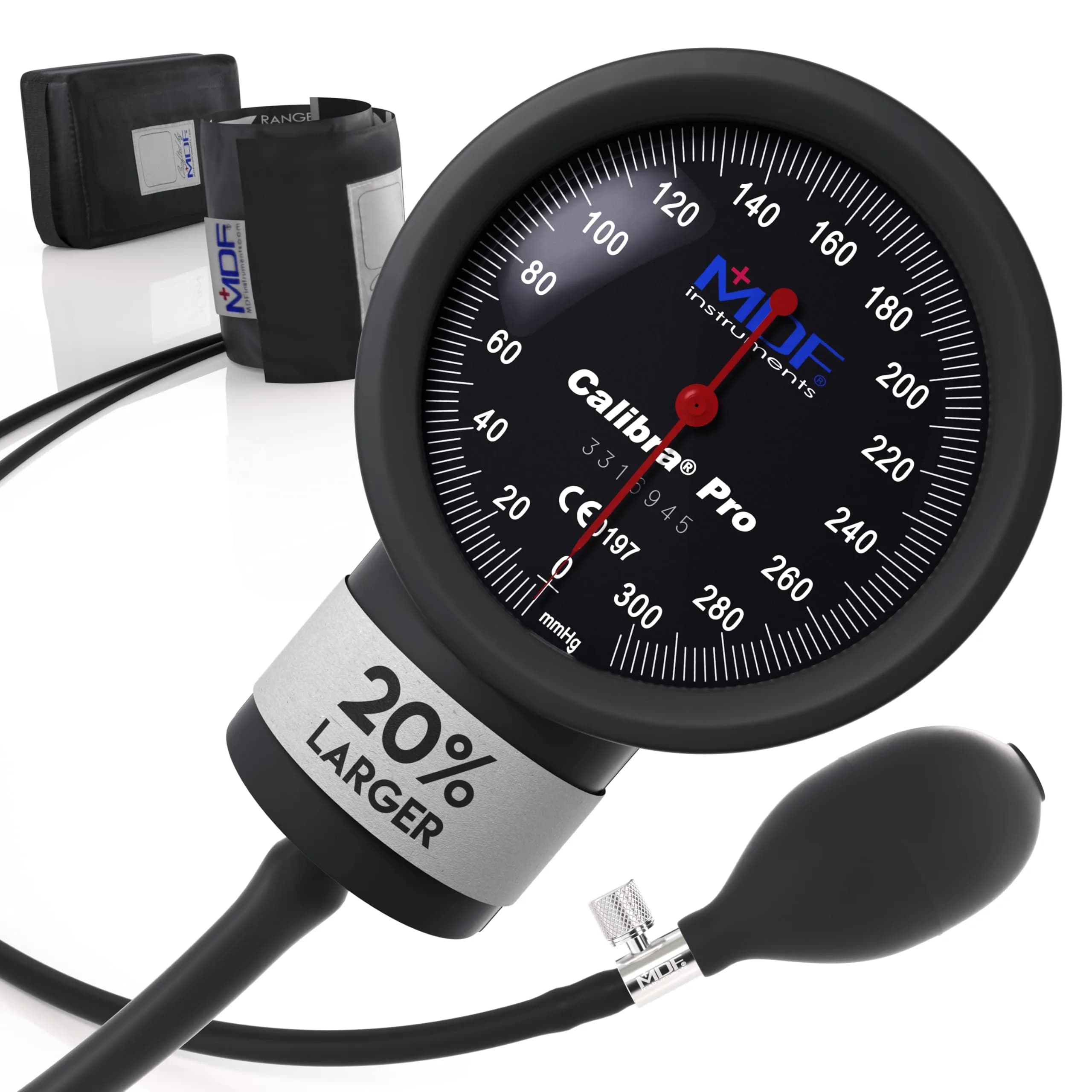 MDF Instruments Calibra Aneroid Professional Sphygmomanometer with Adult Cuff & Case | Lifetime Calibration — Extra Large Gauge