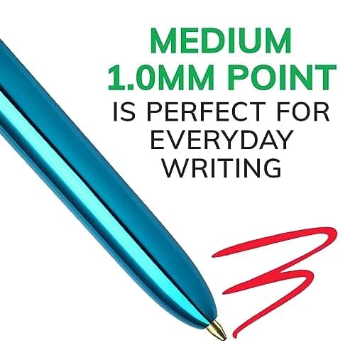 BIC 4-Color Retractable Ballpoint Pen, Medium Point, 1.0 mm, 2-Pack | Smooth Ink Flow for Students & Office thumbnail 4