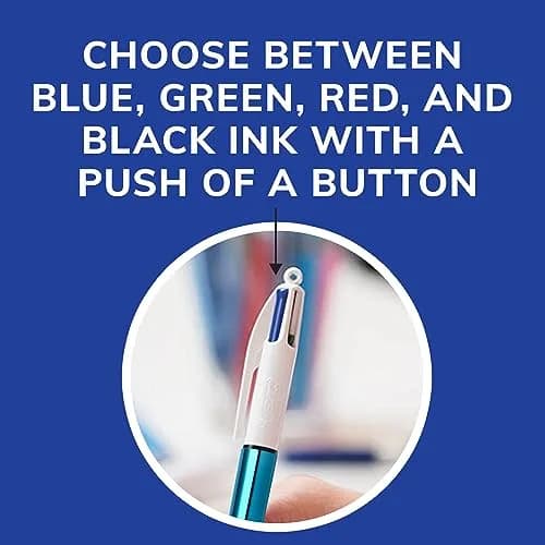BIC 4-Color Retractable Ballpoint Pen, Medium Point, 1.0 mm, 2-Pack | Smooth Ink Flow for Students & Office thumbnail 7