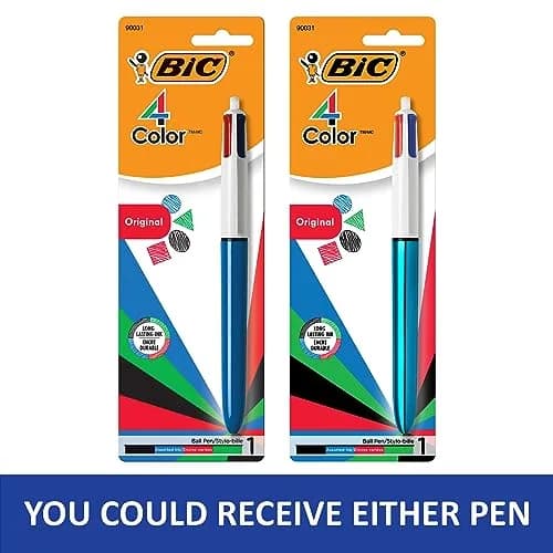 BIC 4-Color Retractable Ballpoint Pen, Medium Point, 1.0 mm, 2-Pack | Smooth Ink Flow for Students & Office thumbnail 3