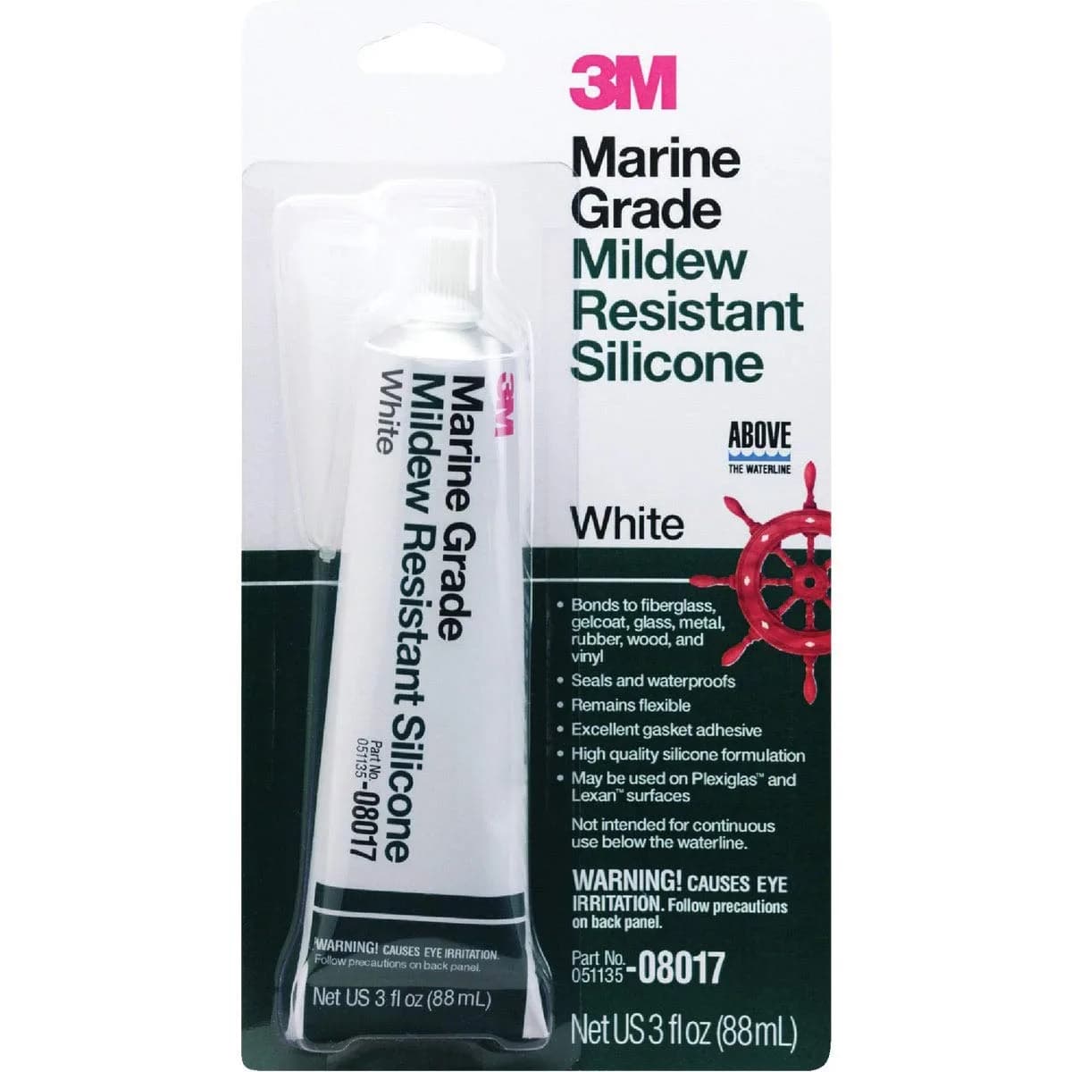 3M Marine Grade Silicone Sealant White 3 fl oz (88.7 ml) | For Above Waterline Sealing - main product image