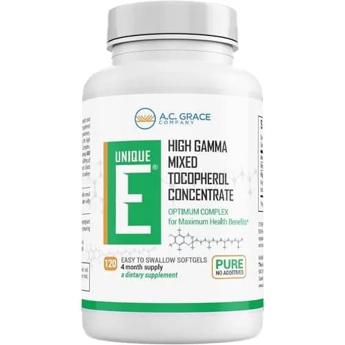 UNIQUE E A.C. Grace Company Mixed Tocopherols 120 Soft Gels | Supports Brain & General Health thumbnail 1