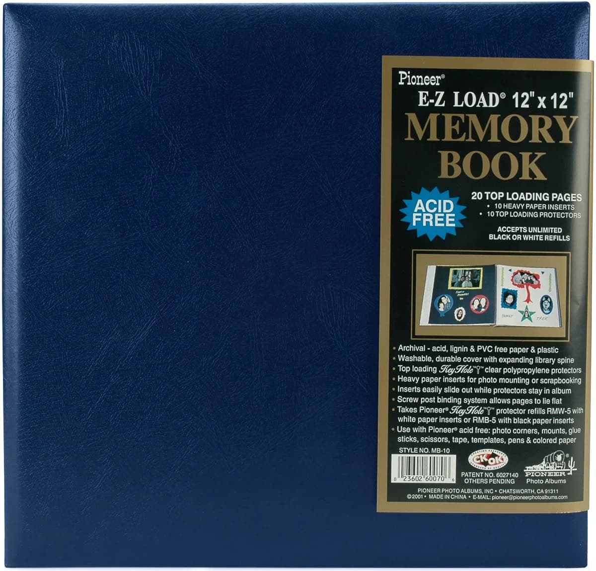 Pioneer Photo Albums Leatherette Postbound Album 12x12 Inch Navy | Classic Archival Quality - main product image