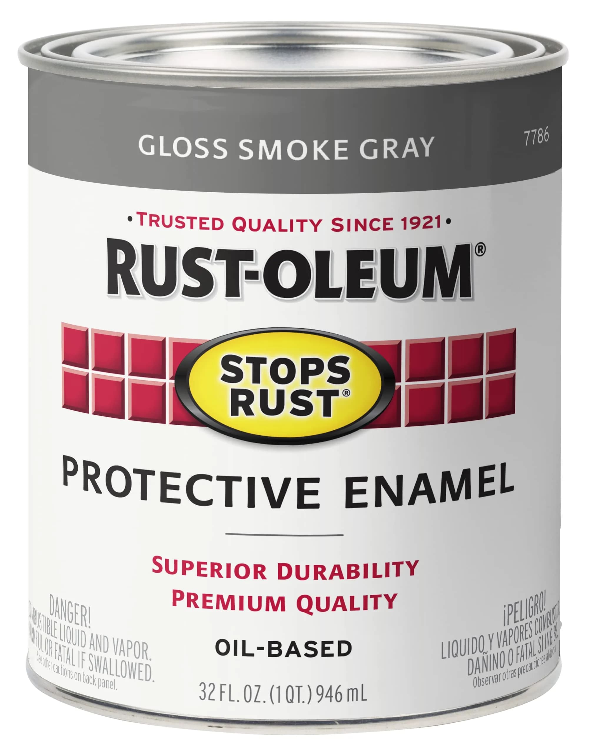 Rust-Oleum Stops Rust Enamel Paint 32 Fl Oz | Gloss Smoke Gray, Corrosion & Weather Resistant
