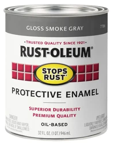 Rust-Oleum Stops Rust Enamel Paint 32 Fl Oz | Gloss Smoke Gray, Corrosion & Weather Resistant thumbnail 1