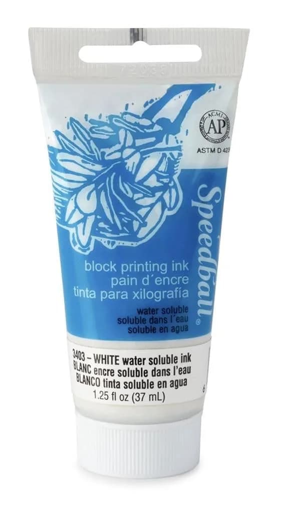 Speedball Water Soluble Block Printing Ink - Fluorescent Yellow, 37ml (1.3 fl oz) — White / 1.3 fl oz