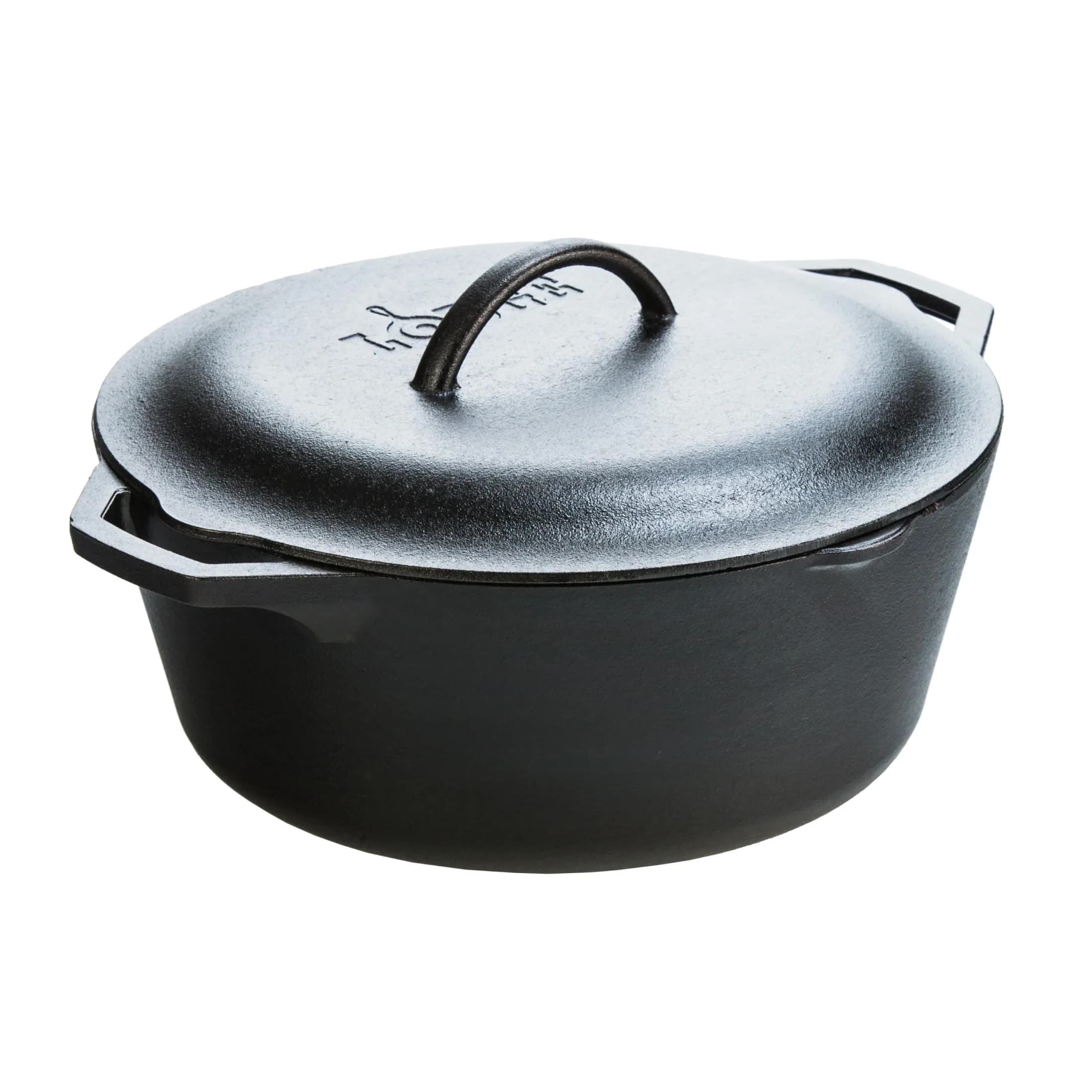 Lodge Cast Iron Dutch Oven with Loop Handle, Oven-Safe, 7 Quart (6.6 L) | Even Heat Distribution for Sourdough & Braises