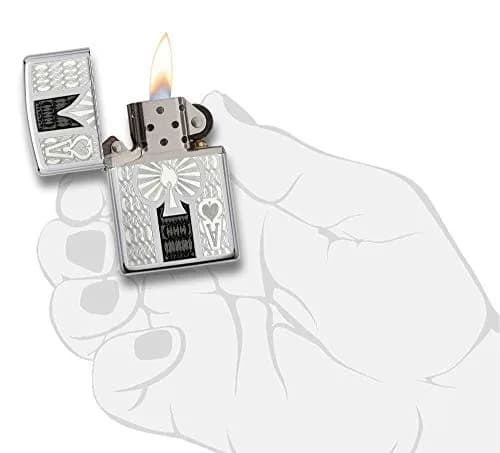 Zippo High Polish Chrome Spade Pocket Lighter | Windproof, Refillable, USA Made thumbnail 4