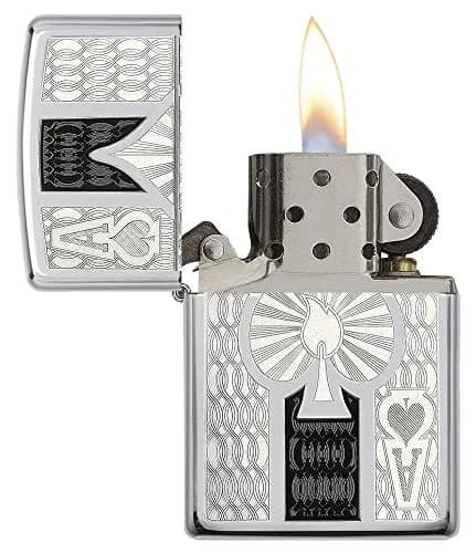 Zippo High Polish Chrome Spade Pocket Lighter | Windproof, Refillable, USA Made thumbnail 3