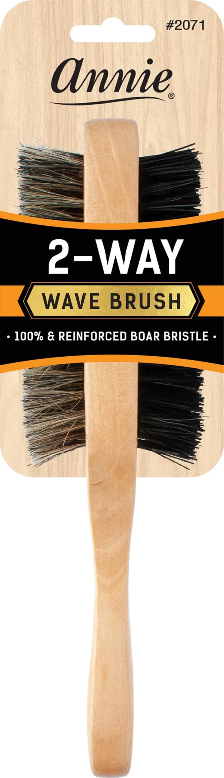 Annie Natural Boar Bristle Hard Club Brush | Reinforced Detangling Hairbrush for Wavy, Straight, Long & Short Hair | 7 Inch (Pack of 1) — Wave Brush / 2 Way