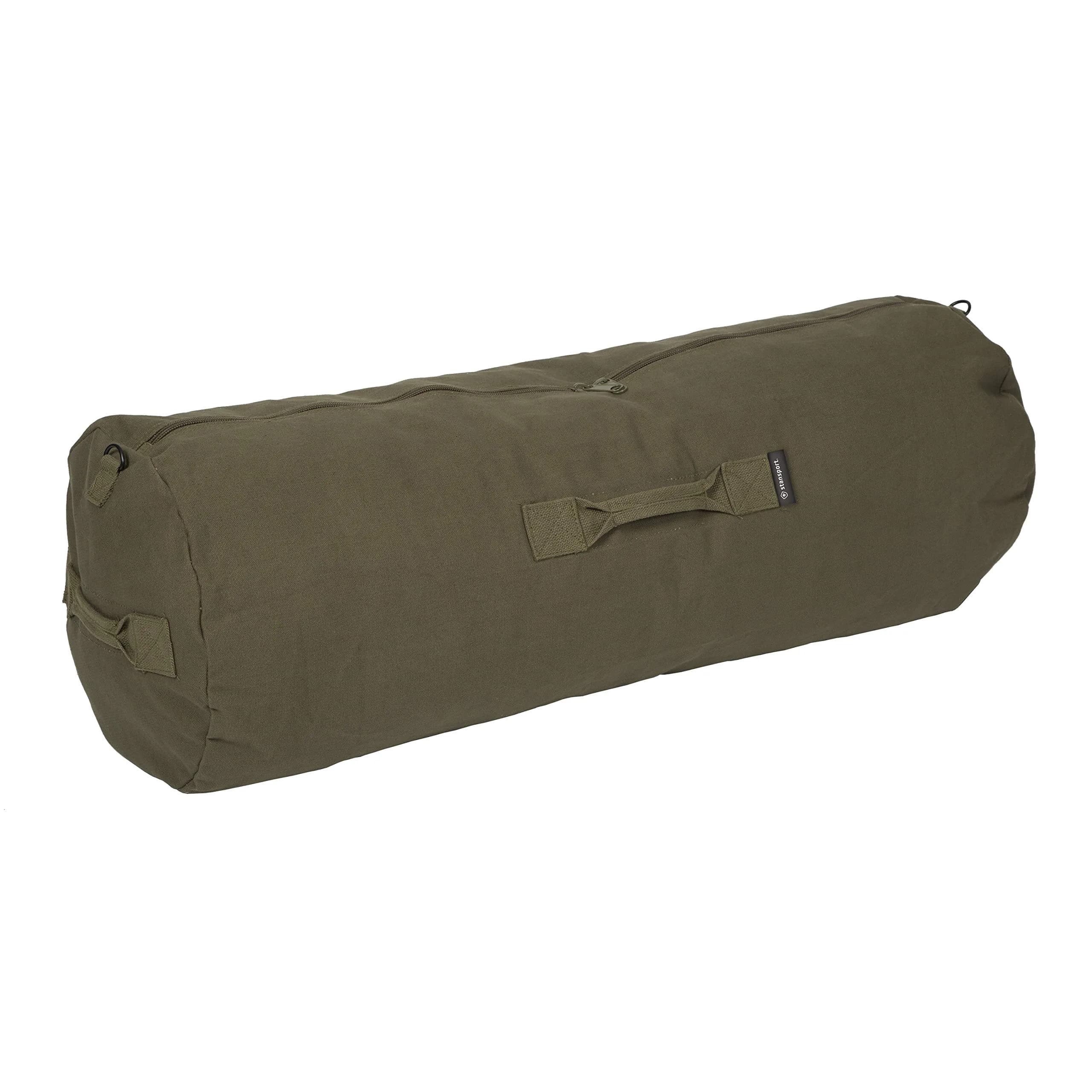Stansport Zippered Canvas Deluxe Duffel Bag - O.D. Green 36" x 21" | Heavy-duty cotton canvas for active travel - main product image