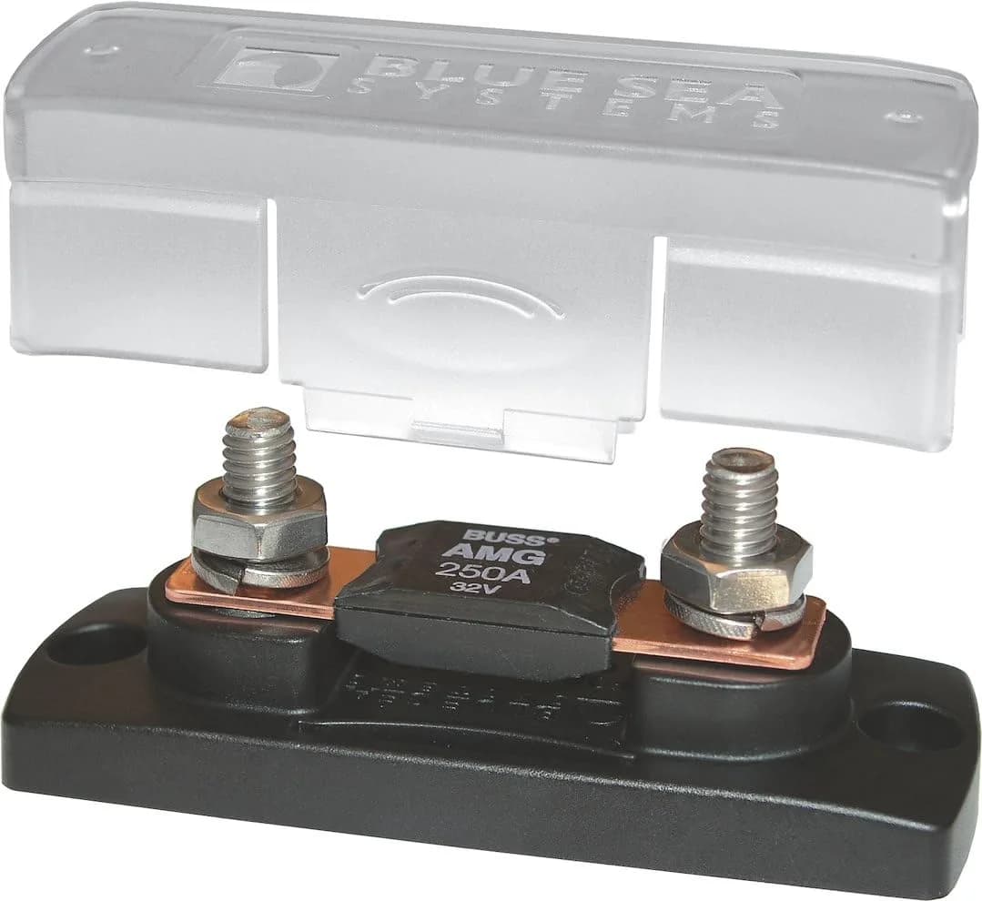 Blue Sea Systems MEGA/AMG Fuse Block with Cover 32V DC 300A | DIN Rail Mount Terminal Block - main product image
