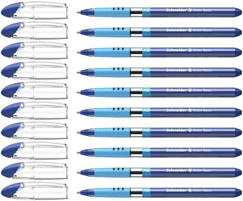 Schneider Slider Basic XB Ballpoint Pen, 1.4mm Blue Ink, Box of 10 Pens | Viscoglide Technology thumbnail 1