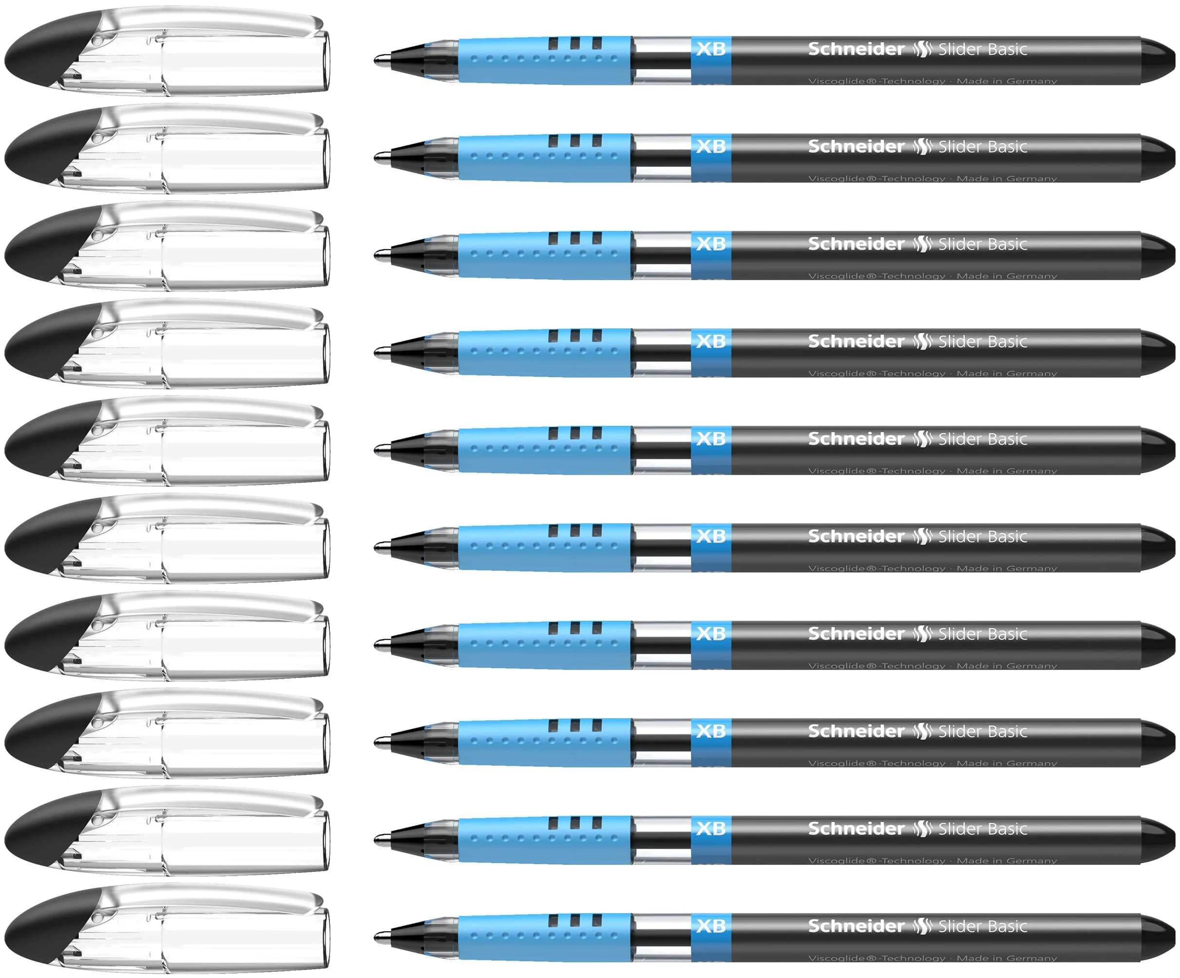 Schneider Slider Basic XB Ballpoint Pen 1.4mm Assorted Colors (8-Pack) | Smooth Viscoglide Ink Flow — Black