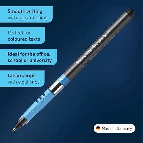 Schneider Slider Basic XB Ballpoint Pen 1.4mm Black Ink (10-Pack) | Smooth Viscoglide Ink Flow thumbnail 2
