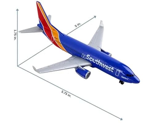 Daron Southwest Single Plane Die-cast Toy Model Airplane | Authentic Southwest Airline Replica for Kids & Collectors thumbnail 7