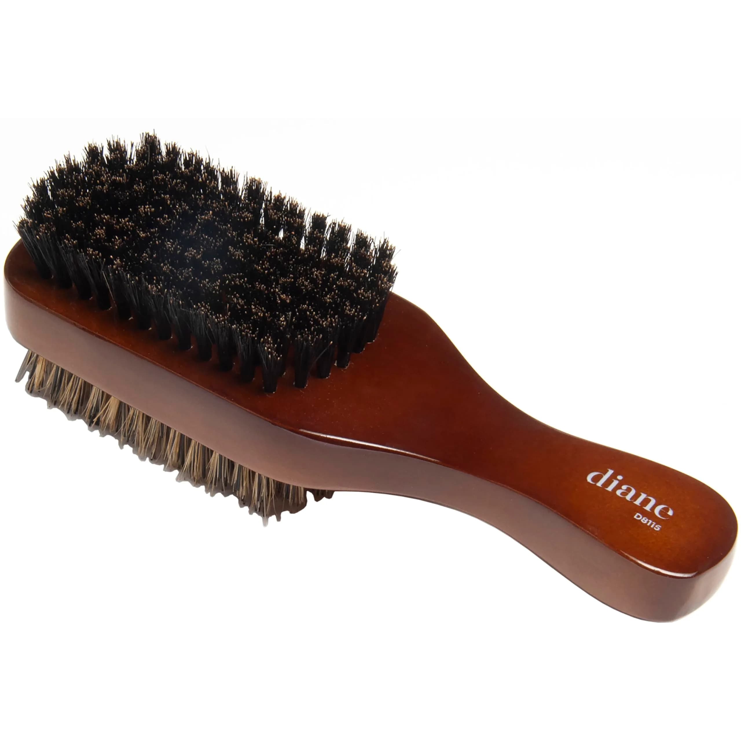 Diane Premium 100% Boar Bristle Styling Brush for Men & Barbers – Medium Bristles for Thick Coarse Hair – 5-Row, Wood Handle | Detangles, Smooths, Adds Shine — Brown