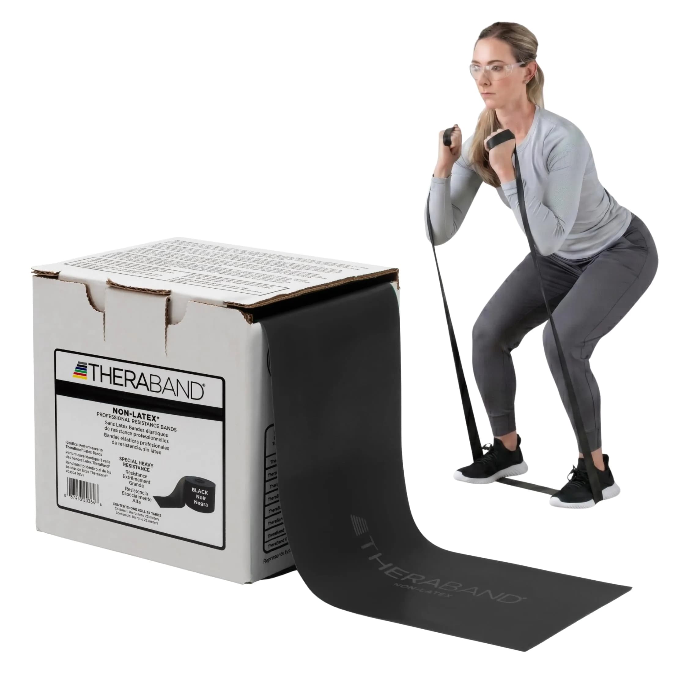 THERABAND Red Resistance Band 25 Yards (75 ft) | Medium Resistance for Workouts & Physical Therapy — Black | Special Heavy