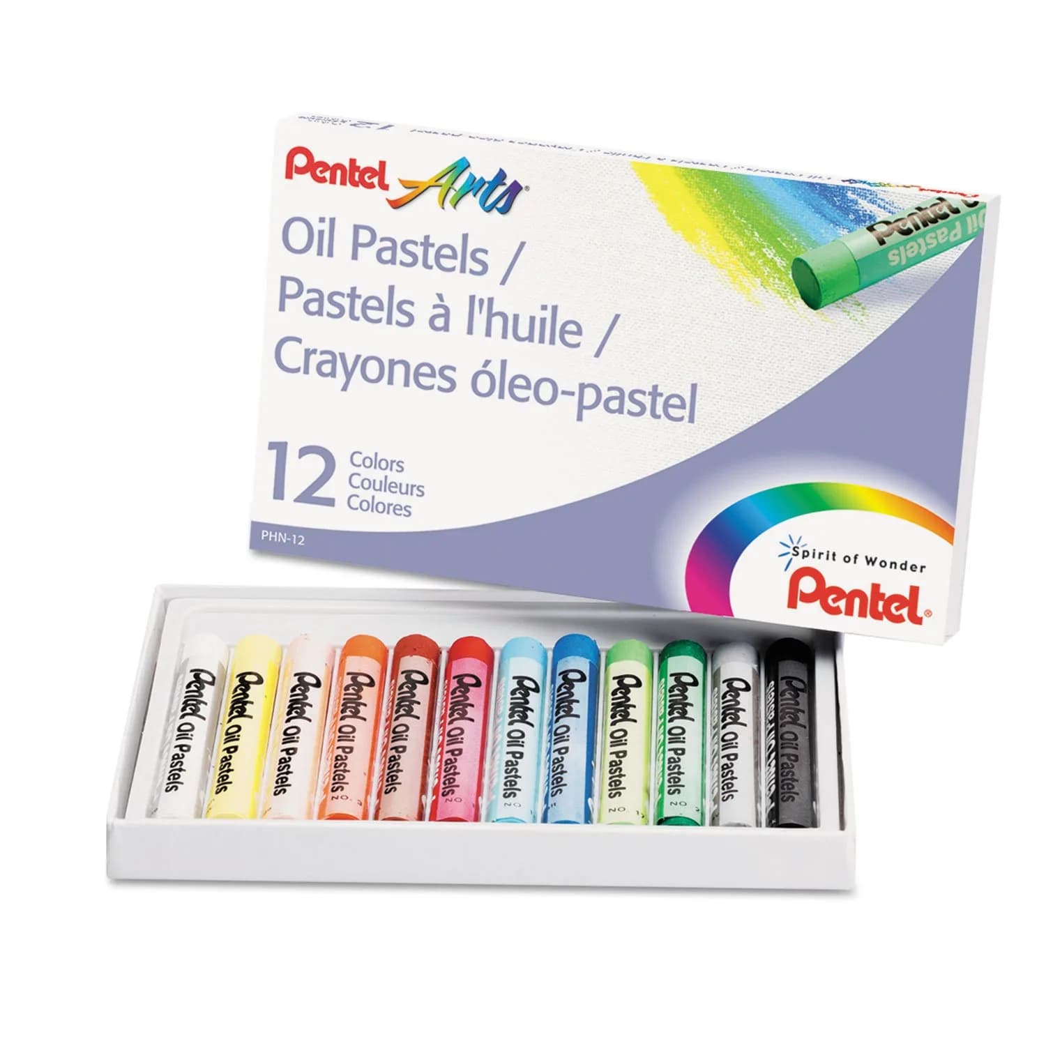 Pentel Arts Oil Pastels 12 Color Set (PHN-12) 0.44 kg (0.97 lb) | Certified AP Non-Toxic