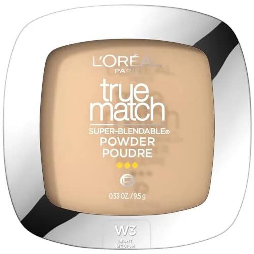 L'Oreal Paris True Match Super Blendable Oil-Free Powder Foundation W3 Light Medium 0.33 oz | Matches Skin Tone & Texture thumbnail 1