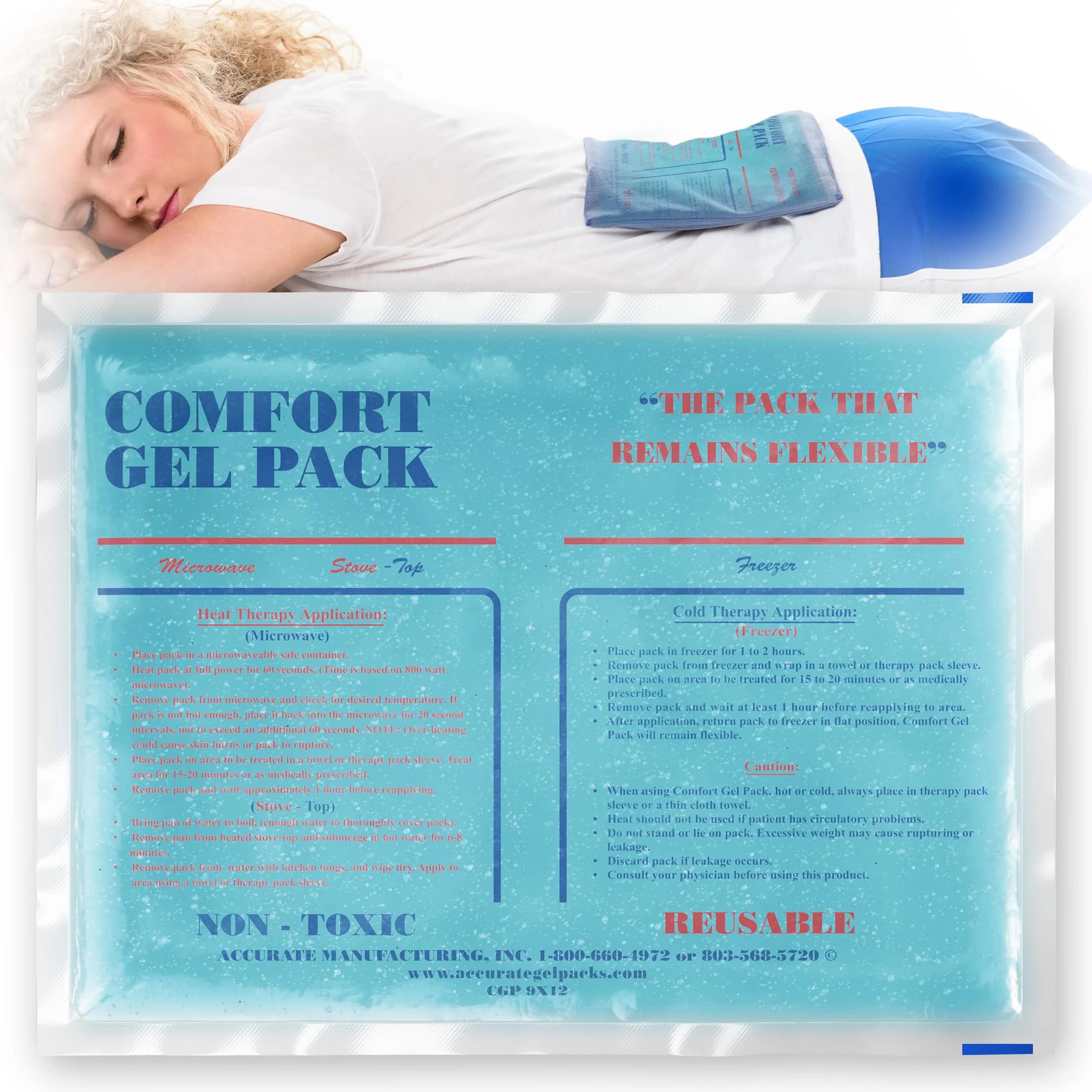 Accurate Manufacturing Blue Gel Pack 9" x 12" | Versatile Hot & Cold Pain Relief - main product image