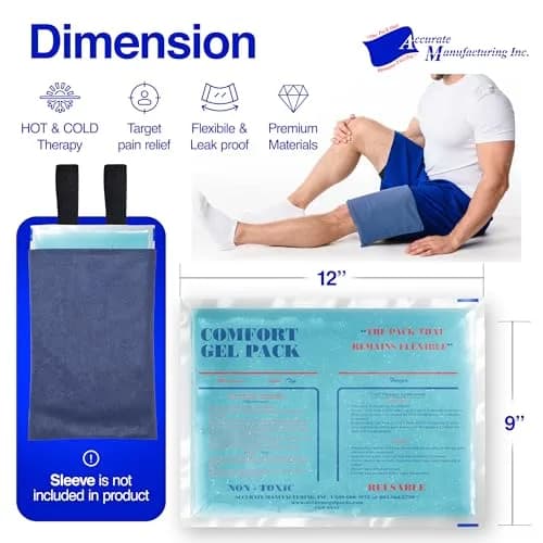 Accurate Manufacturing Blue Gel Pack 9" x 12" | Versatile Hot & Cold Pain Relief thumbnail 8