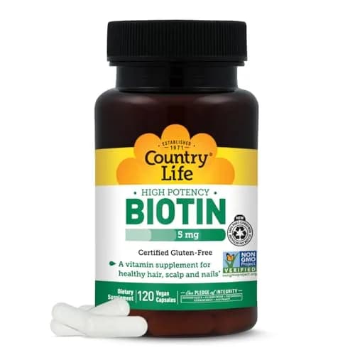 Country Life Biotin 5 mg Vegan Capsules | Supports Hair & Nails, Gluten-Free, Non-GMO thumbnail 1