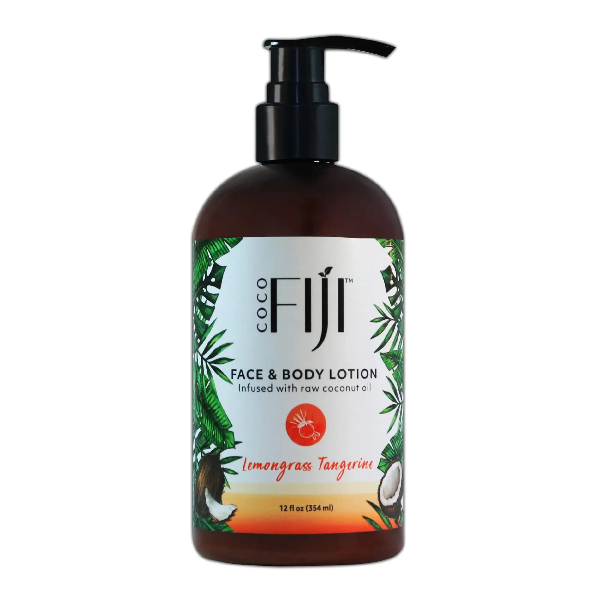 Coco Fiji Face & Body Lotion Infused With Coconut Oil | Lotion for Dry Skin | Moisturizer Face Cream & Massage Lotion for Women & Men | Lemongrass Tangerine 12 oz, Pack of 1 thumbnail 1