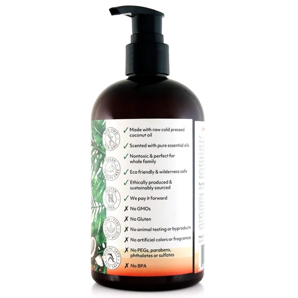 Coco Fiji Face & Body Lotion Infused With Coconut Oil | Lotion for Dry Skin | Moisturizer Face Cream & Massage Lotion for Women & Men | Lemongrass Tangerine 12 oz, Pack of 1 thumbnail 3