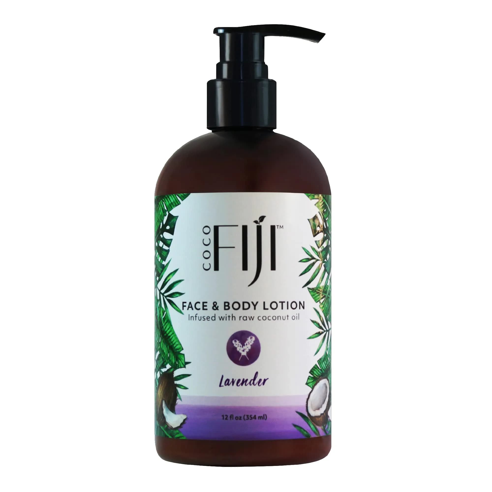 Organic Fiji Coconut Face & Body Lotion 12 oz | Deep Moisturizer for Dry & Sensitive Skin — Violet