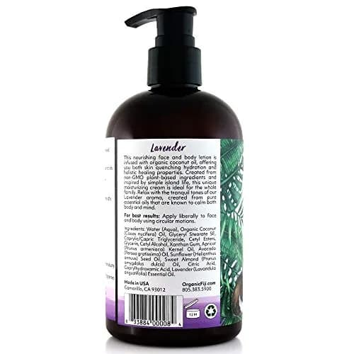 Organic Fiji Coconut Oil Infused Face & Body Lotion 12 oz | Deep Moisturizer for Sensitive Skin thumbnail 2