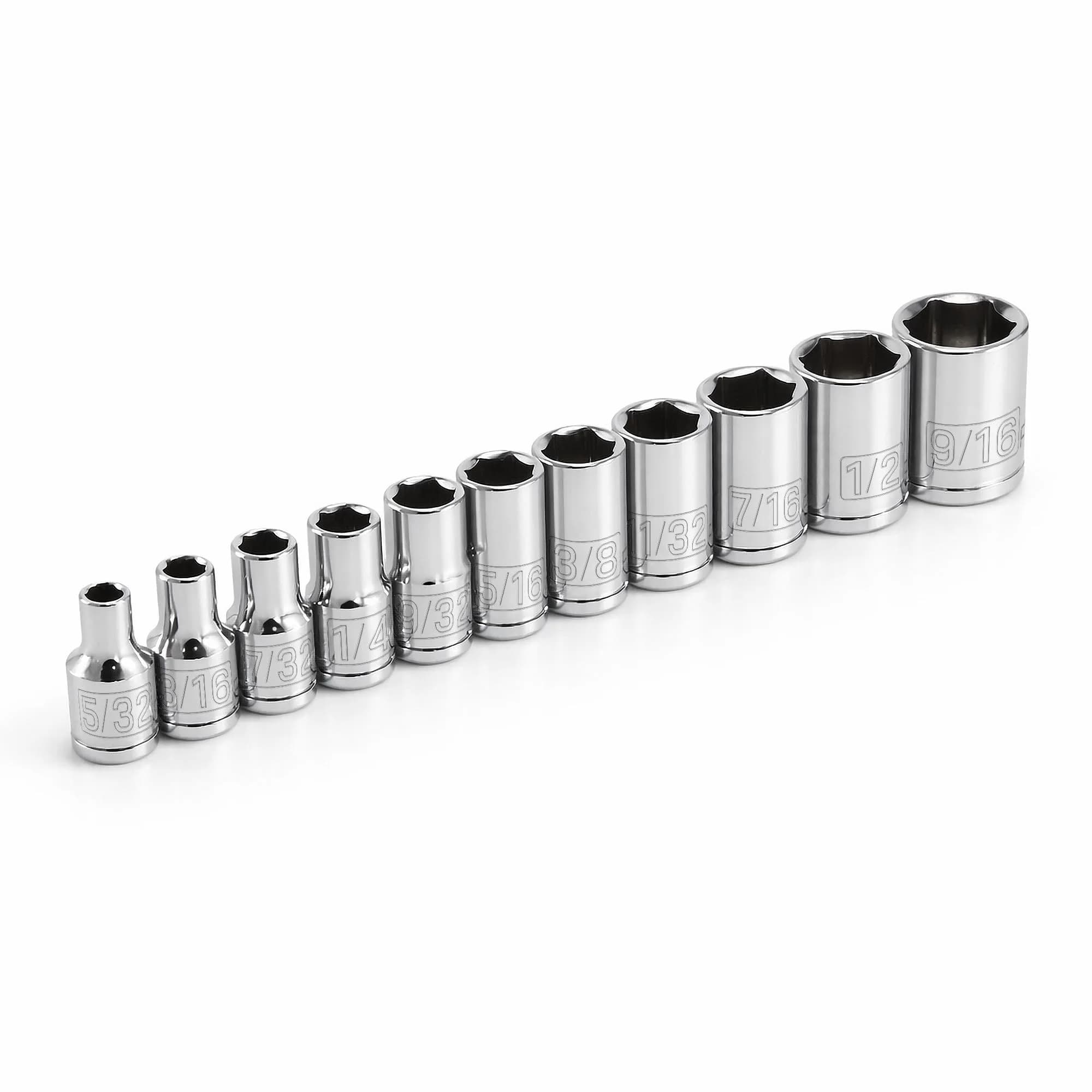 Powerbuilt 11 Piece 1/4-Inch Drive SAE Socket Set 5/32-9/16 Inch | Chrome Vanadium, Long-Lasting - main product image