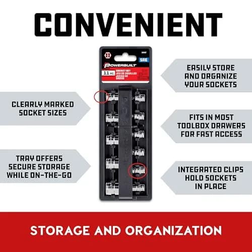 Powerbuilt 11 Piece 1/4-Inch Drive SAE Socket Set 5/32-9/16 Inch | Chrome Vanadium, Long-Lasting thumbnail 6